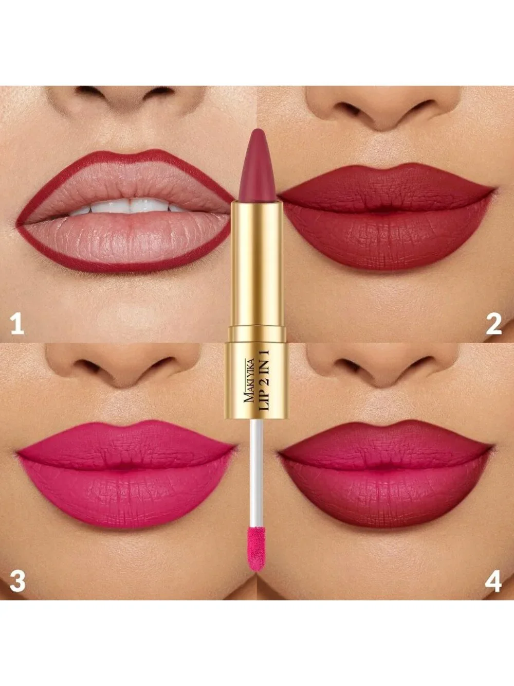 Women's LGA09 2-in-1 Long Lasting Ombre Lips Double-Ended Matte Liquid Lipstick